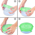 シリコン伸縮フタ 6枚セット｜食品用・密閉保存・耐熱耐冷・再利用できるシリコンラップ