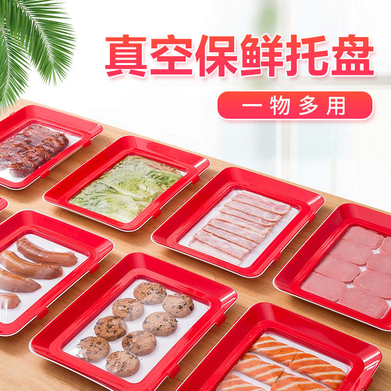 真空保存トレイ｜蓋付き・冷蔵庫収納・スタッキング可能フレッシュキープボックス