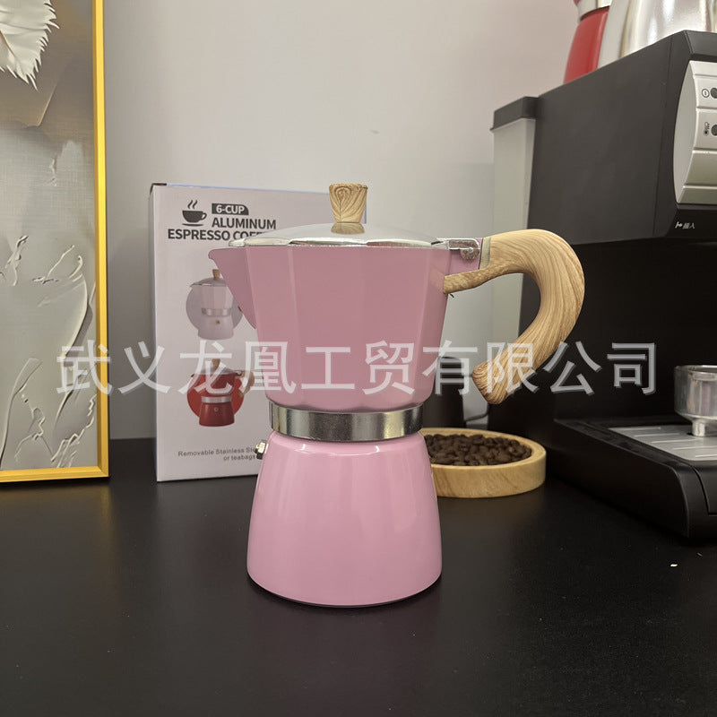 木目調モカポット コーヒーケトル｜クラシックデザイン・150ml/300ml 家庭用直火式コーヒーメーカー