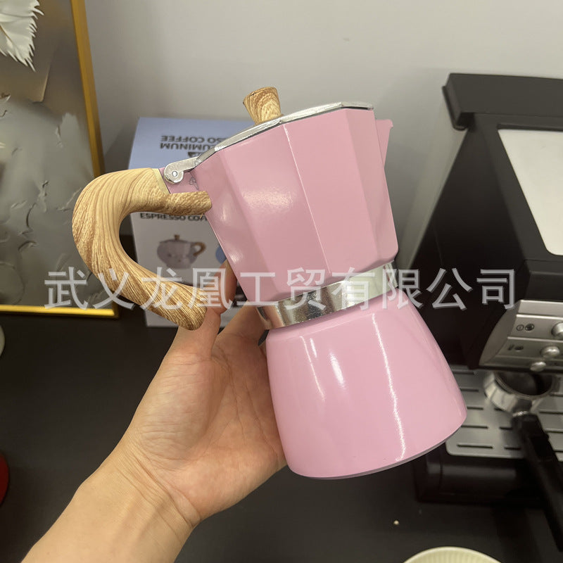 木目調モカポット コーヒーケトル｜クラシックデザイン・150ml/300ml 家庭用直火式コーヒーメーカー