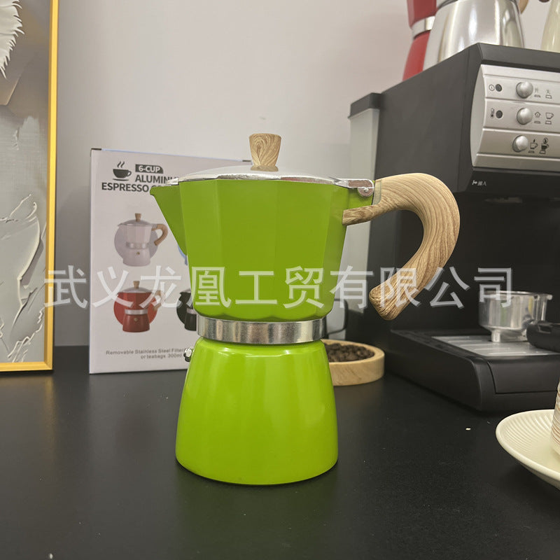 木目調モカポット コーヒーケトル｜クラシックデザイン・150ml/300ml 家庭用直火式コーヒーメーカー