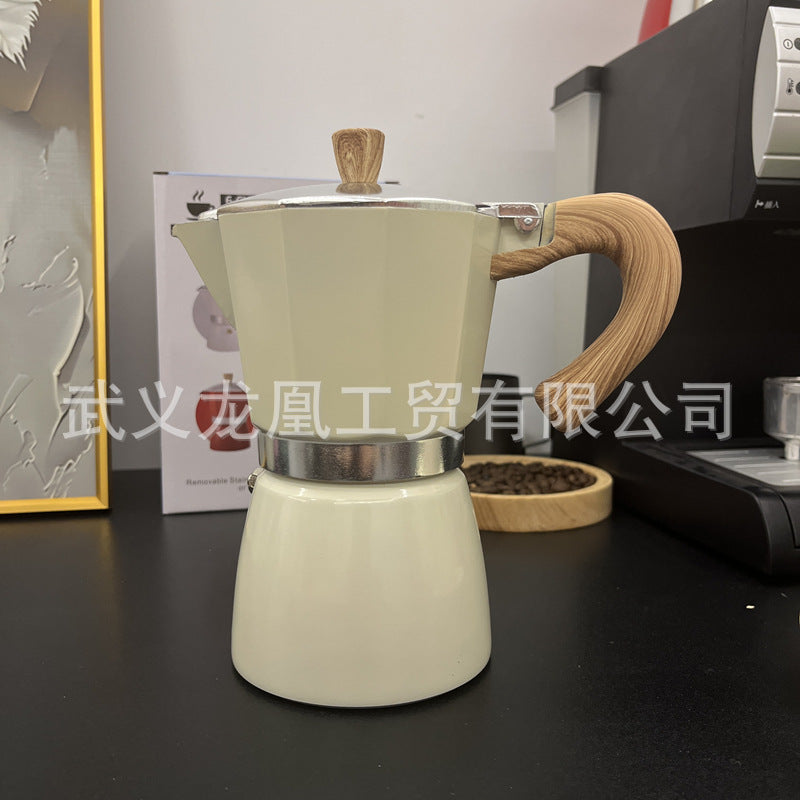 木目調モカポット コーヒーケトル｜クラシックデザイン・150ml/300ml 家庭用直火式コーヒーメーカー