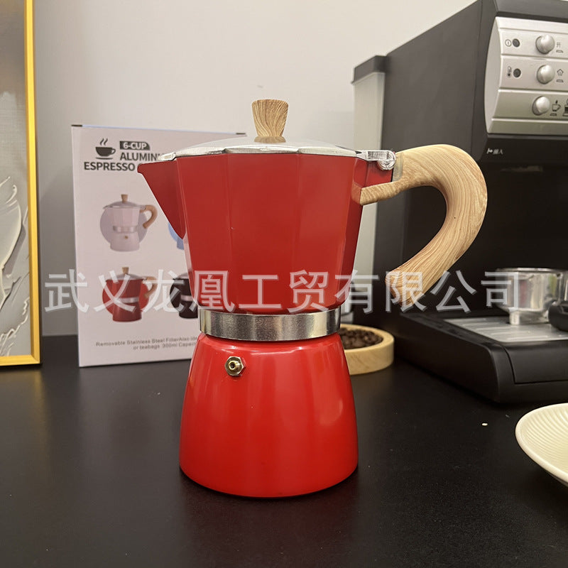 木目調モカポット コーヒーケトル｜クラシックデザイン・150ml/300ml 家庭用直火式コーヒーメーカー