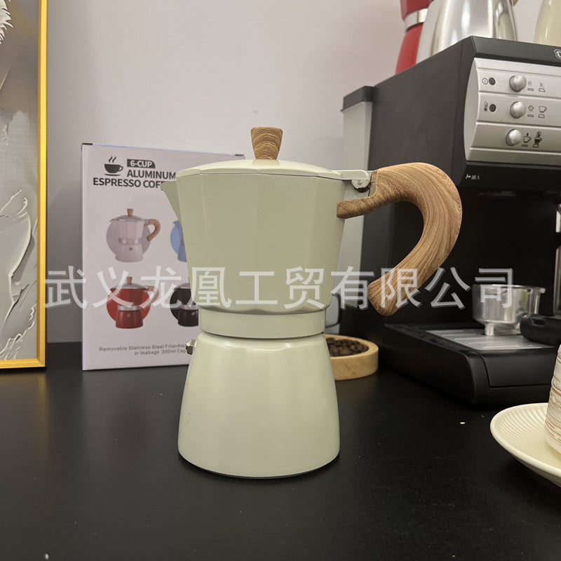 木目調モカポット コーヒーケトル｜クラシックデザイン・150ml/300ml 家庭用直火式コーヒーメーカー