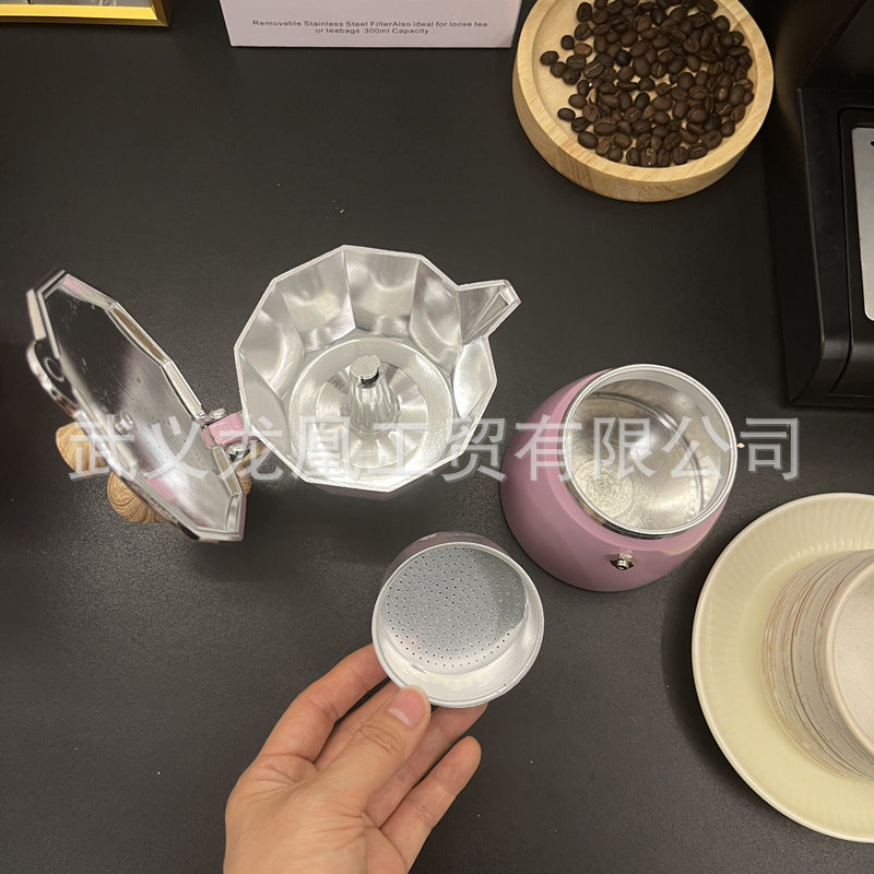 木目調モカポット コーヒーケトル｜クラシックデザイン・150ml/300ml 家庭用直火式コーヒーメーカー