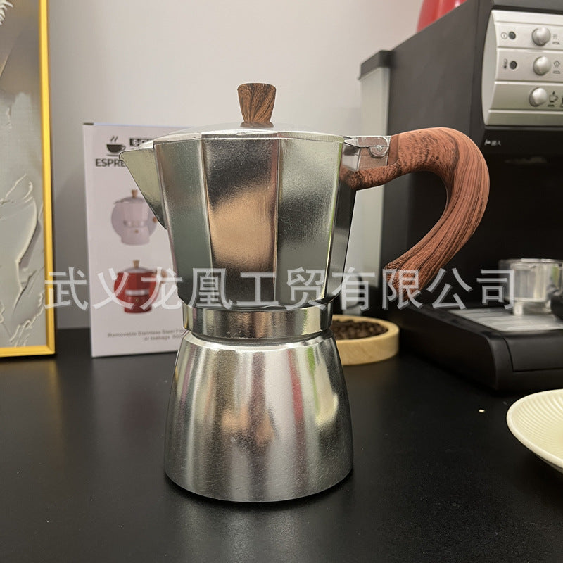 木目調モカポット コーヒーケトル｜クラシックデザイン・150ml/300ml 家庭用直火式コーヒーメーカー